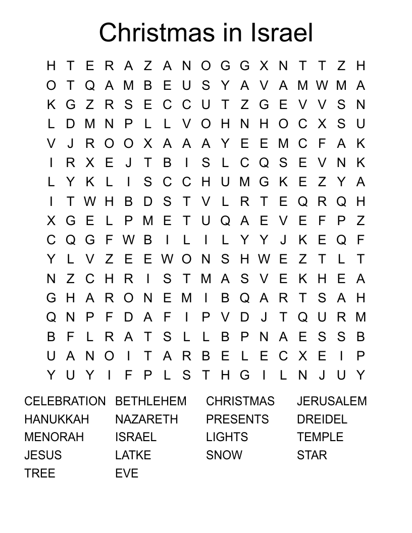 Christmas in Israel Word Search