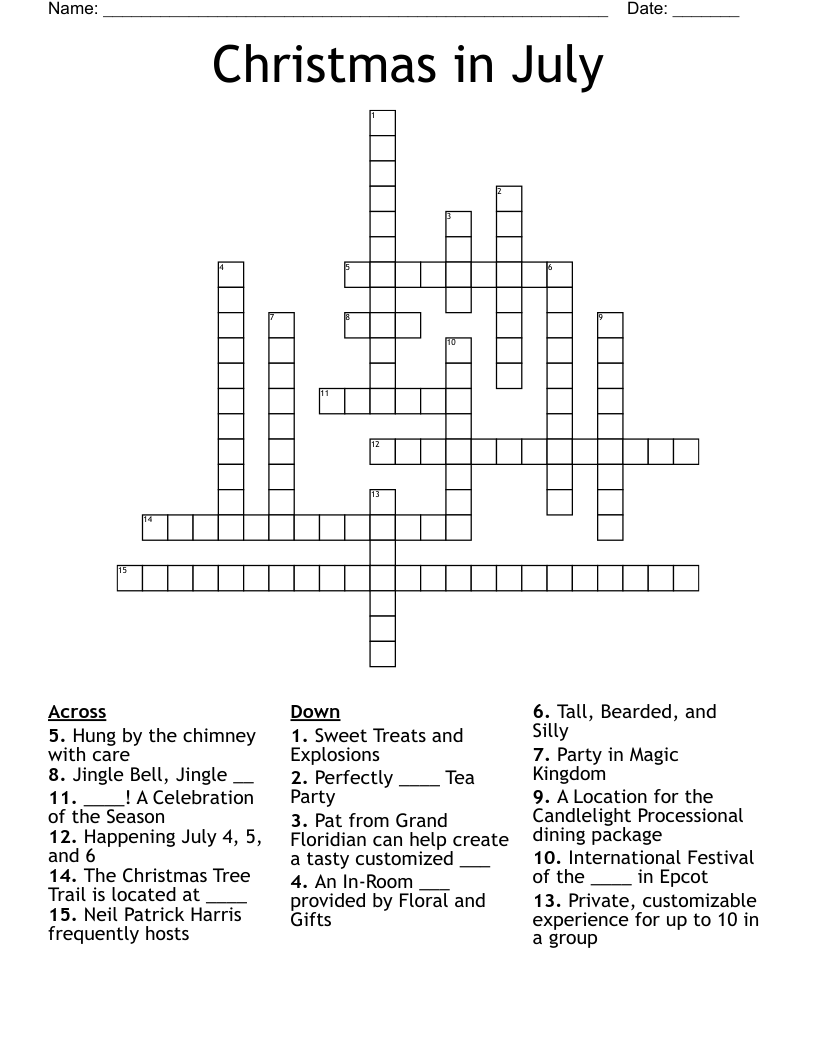 Christmas in July Crossword