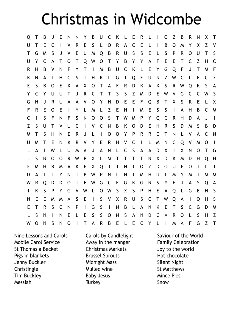 Christmas in Widcombe Word Search