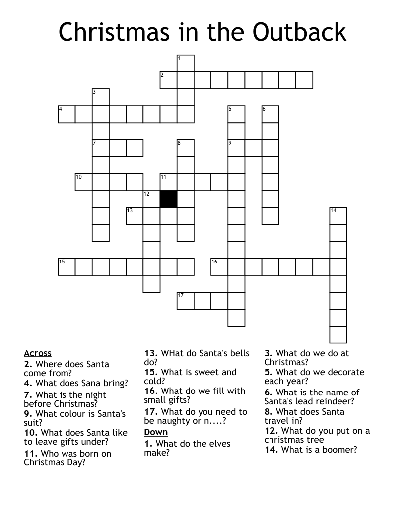 Christmas in the Outback Crossword