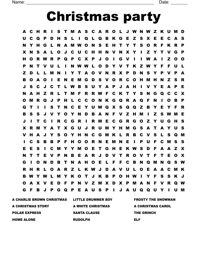 Christmas party Word Search
