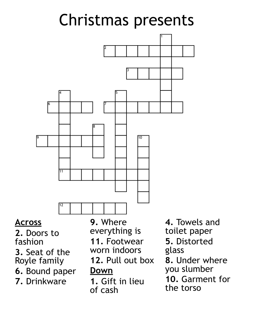 Christmas presents Crossword