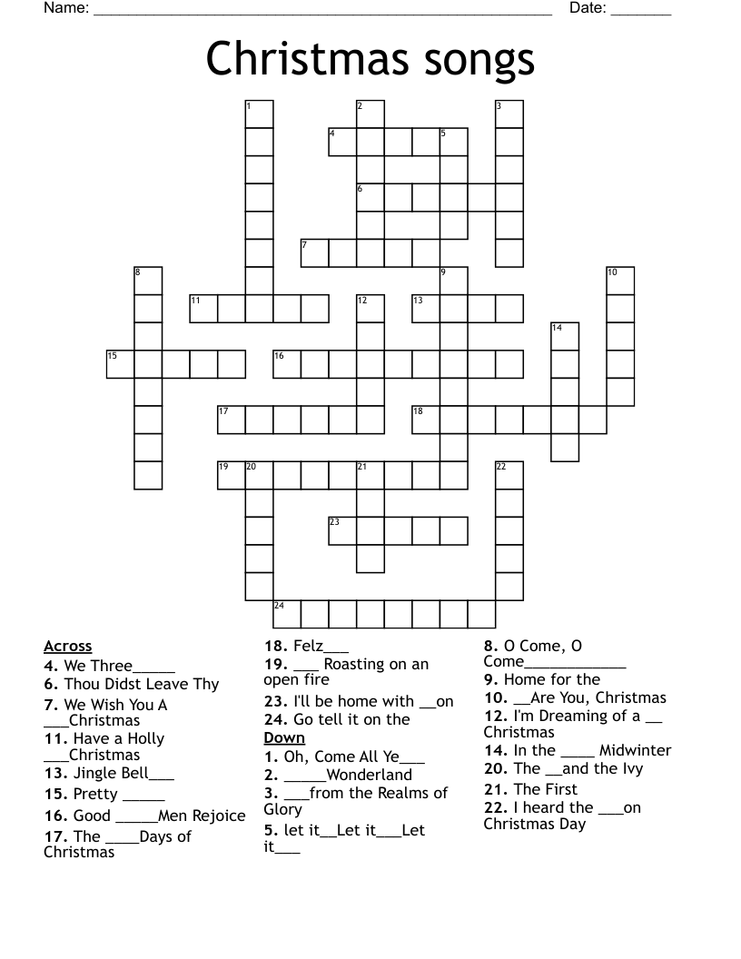 Christmas songs Crossword