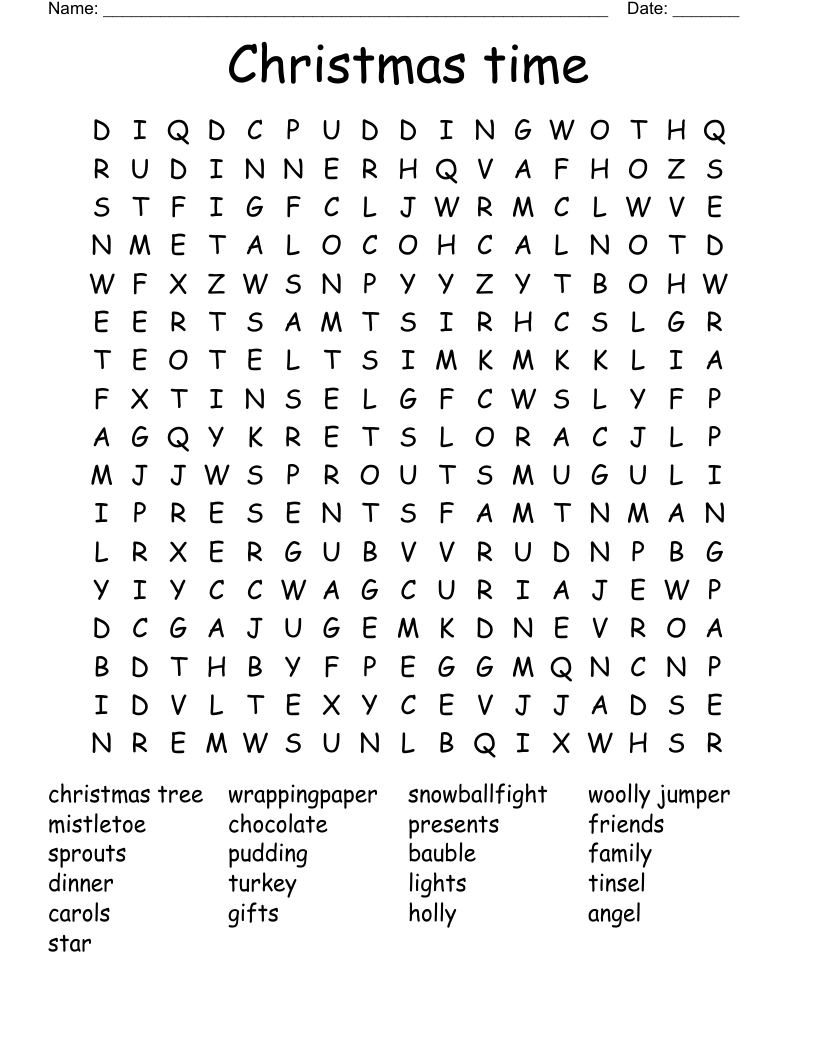 Christmas time Word Search