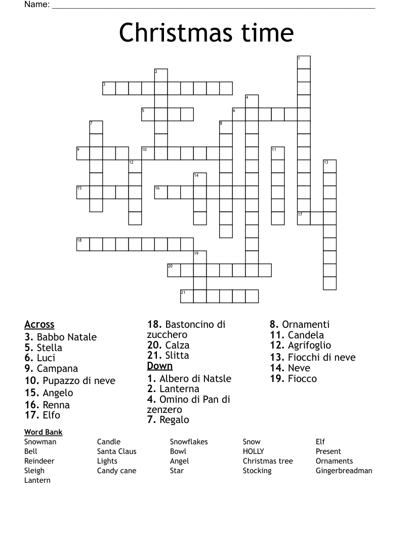 Christmas time Crossword