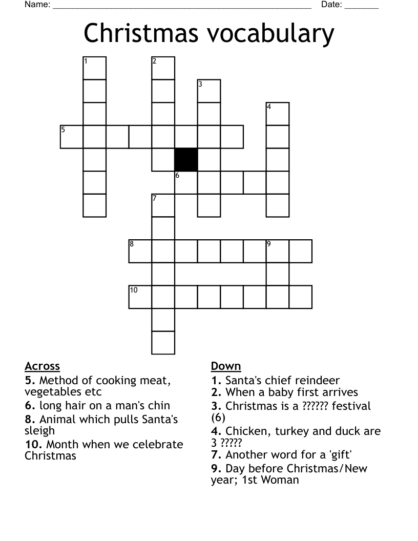 Christmas vocabulary Crossword
