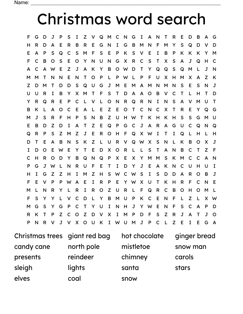 Christmas word search