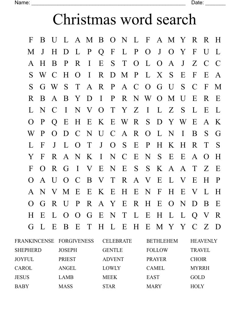 Christmas word search