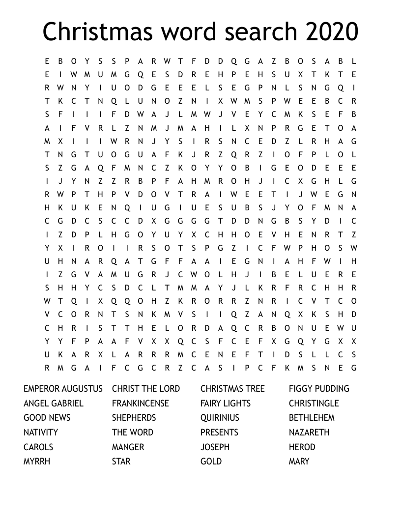 Christmas word search 2020