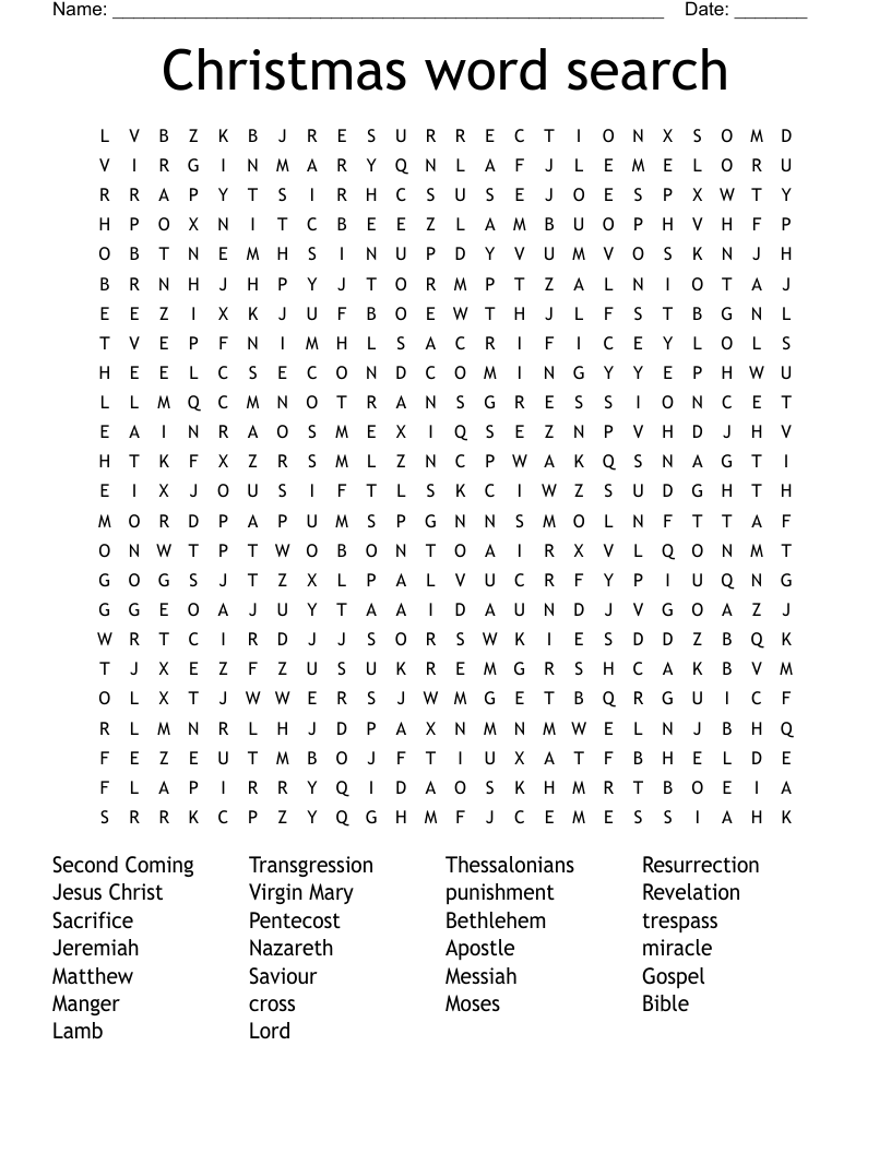 Christmas word search