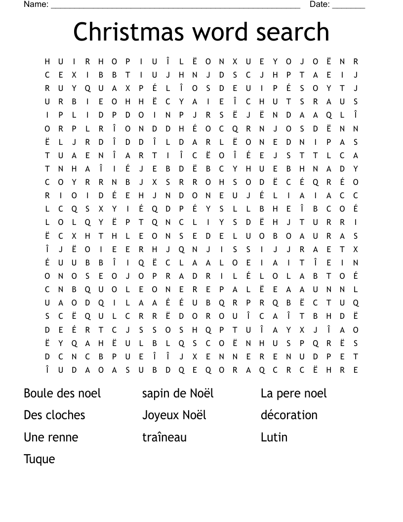 Christmas word search 