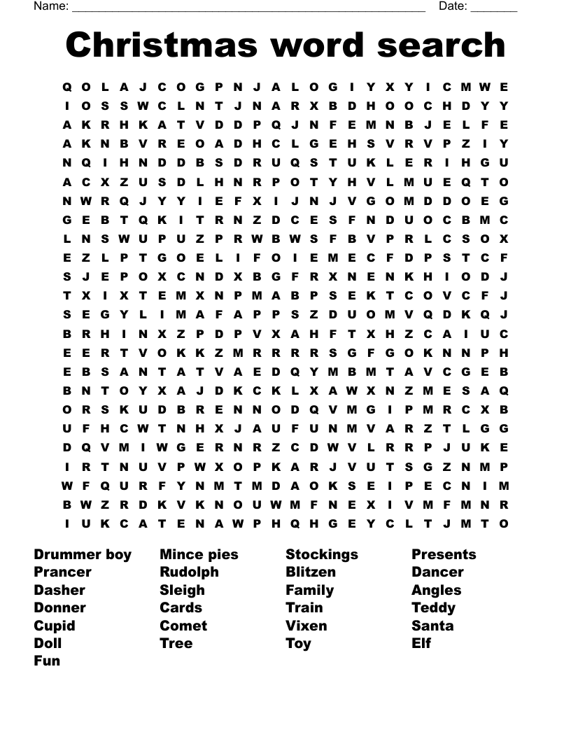 Christmas word search 