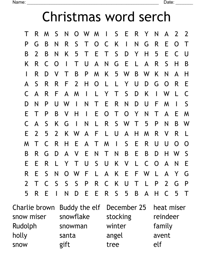Christmas word serch Word Search