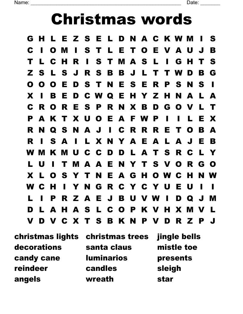 Christmas words Word Search