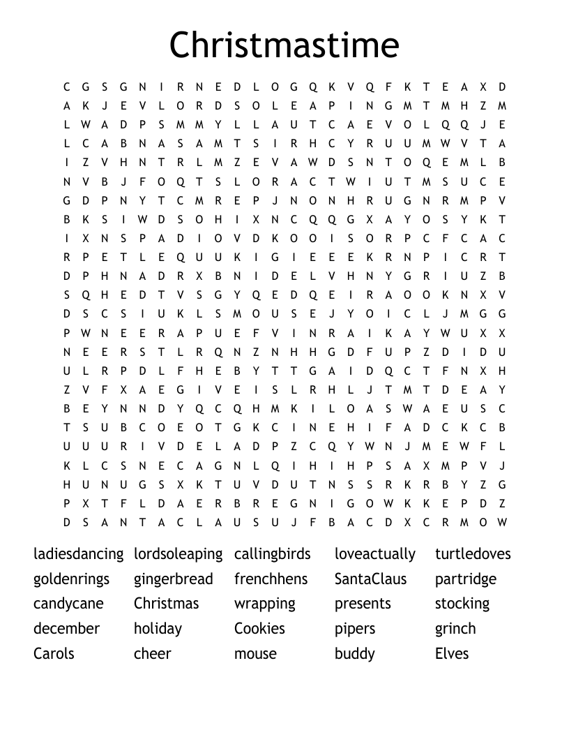 Christmastime Word Search