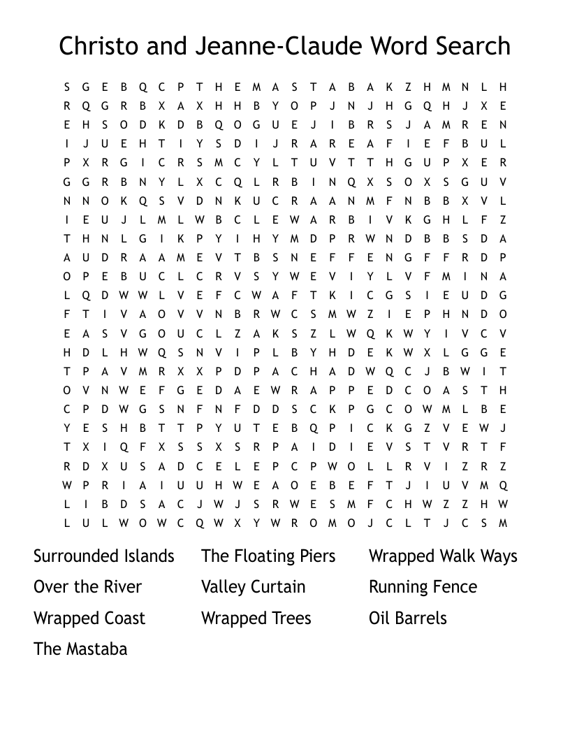 Christo and Jeanne-Claude Word Search