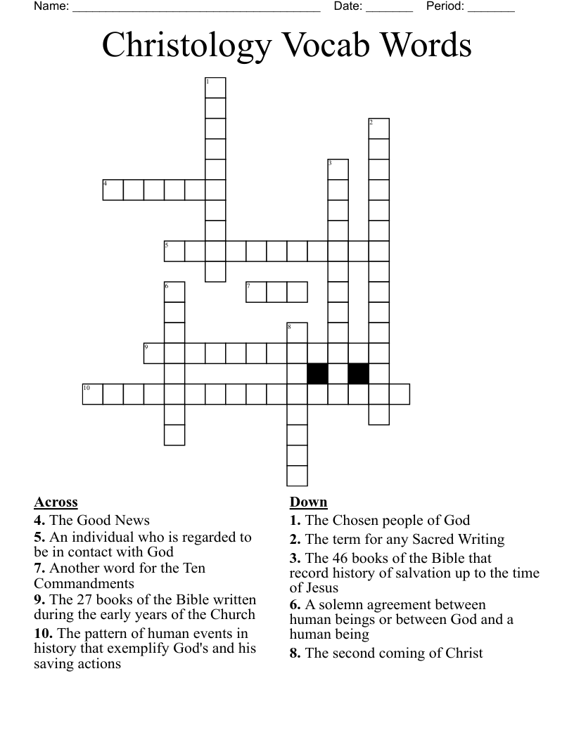 Christology Vocab Words Crossword