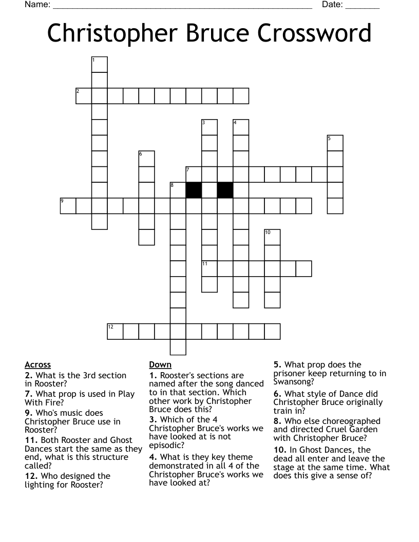Christopher Bruce Crossword 