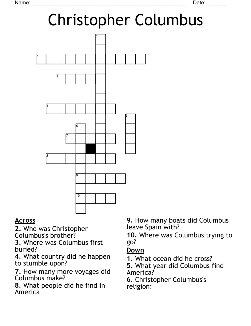 Christopher Columbus Crossword