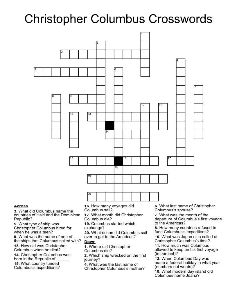 Christopher Columbus Crosswords