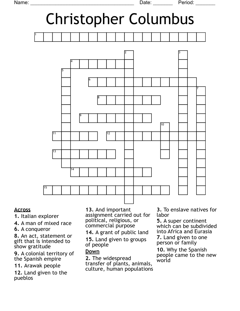 Christopher Columbus  Crossword