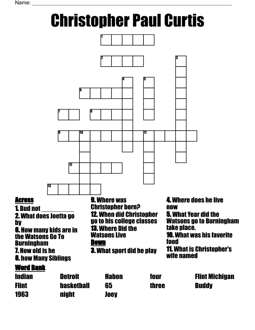 Christopher Paul Curtis Crossword