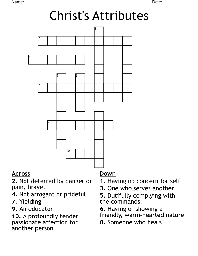 Christ's Attributes Crossword