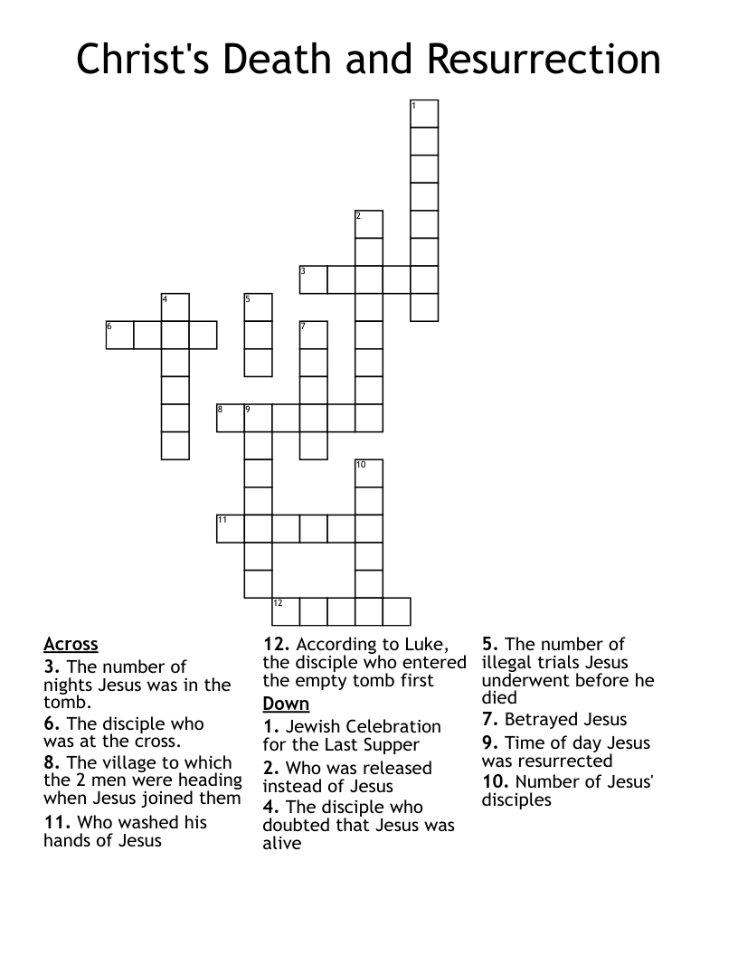Christ's Death and Resurrection Crossword
