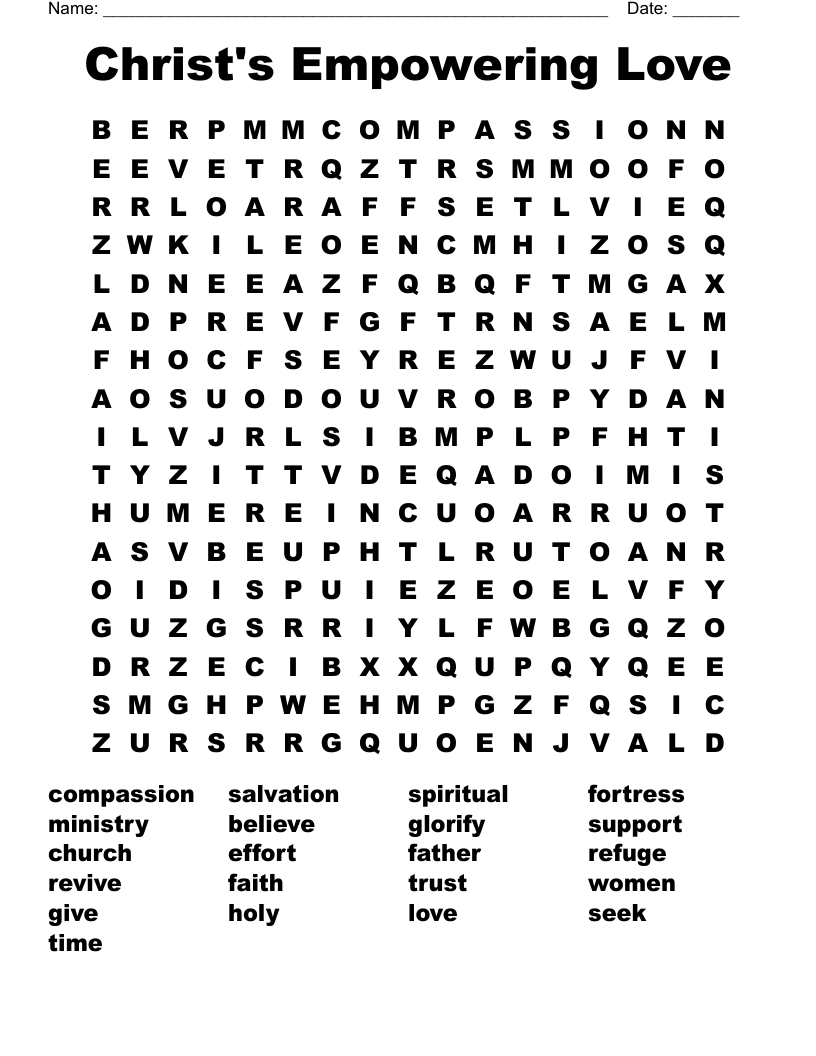 Christ's Empowering Love Word Search