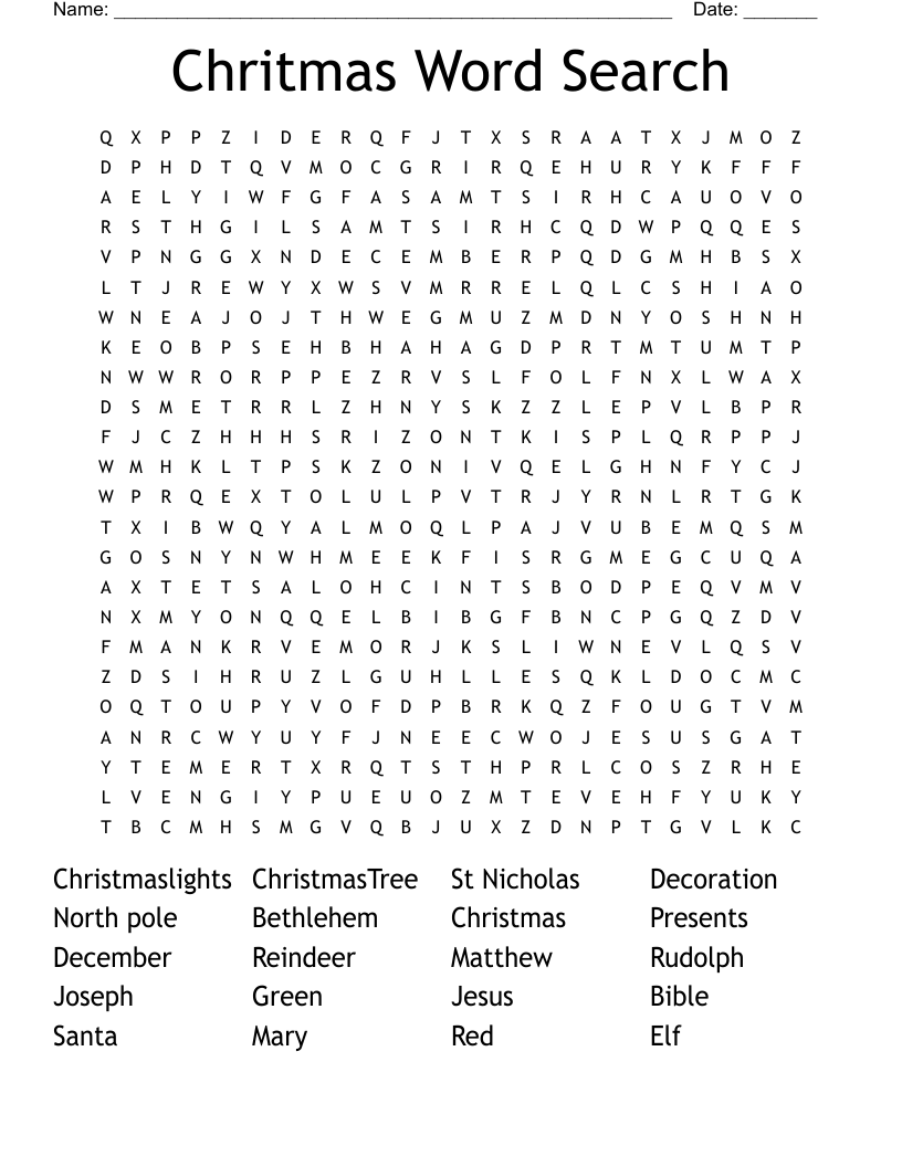 Chritmas Word Search
