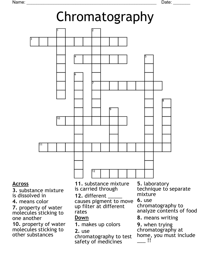 Chromatography Crossword