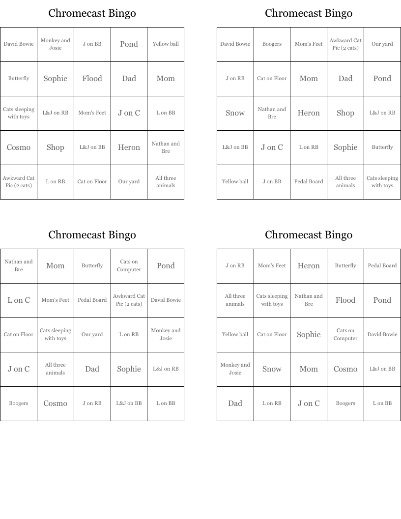 Chromecast Bingo