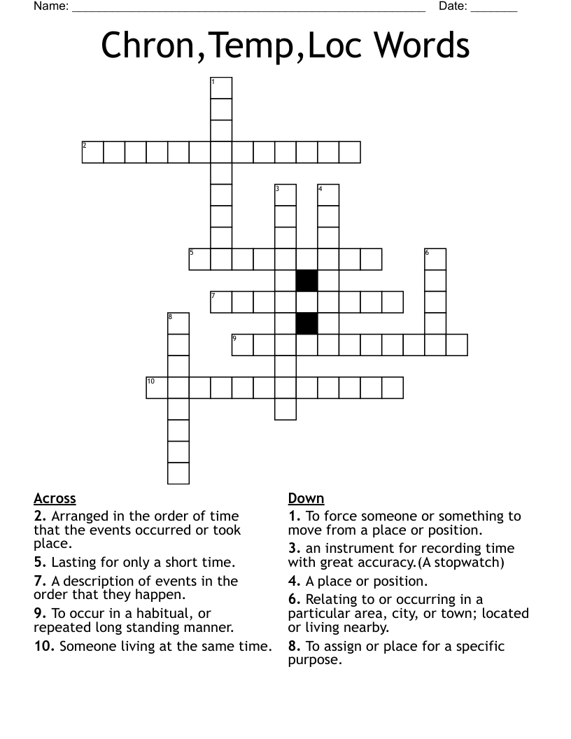 Chron,Temp,Loc Words Crossword