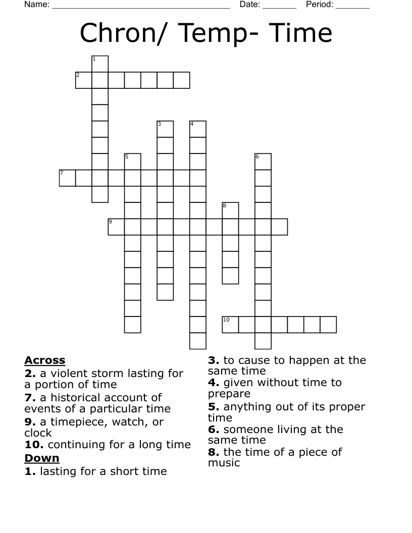 Chron/ Temp- Time Crossword