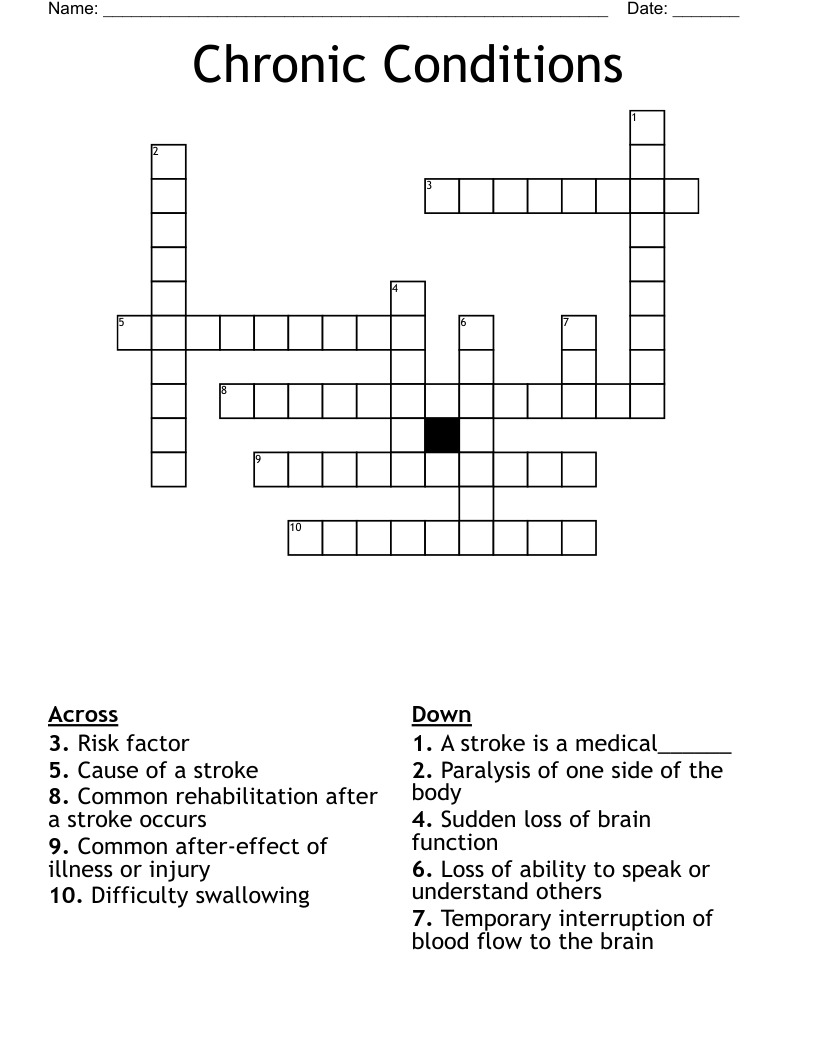 Chronic Conditions Crossword