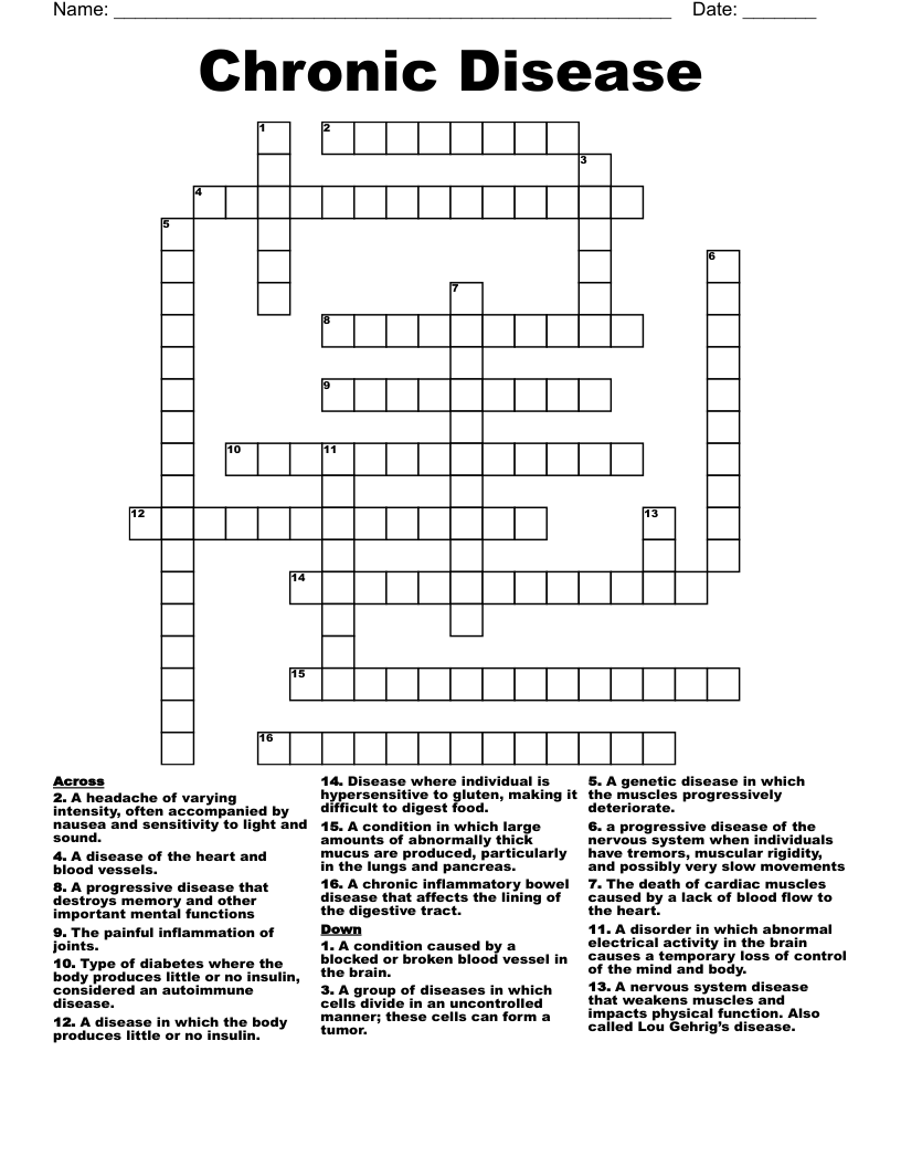 Chronic Disease Crossword