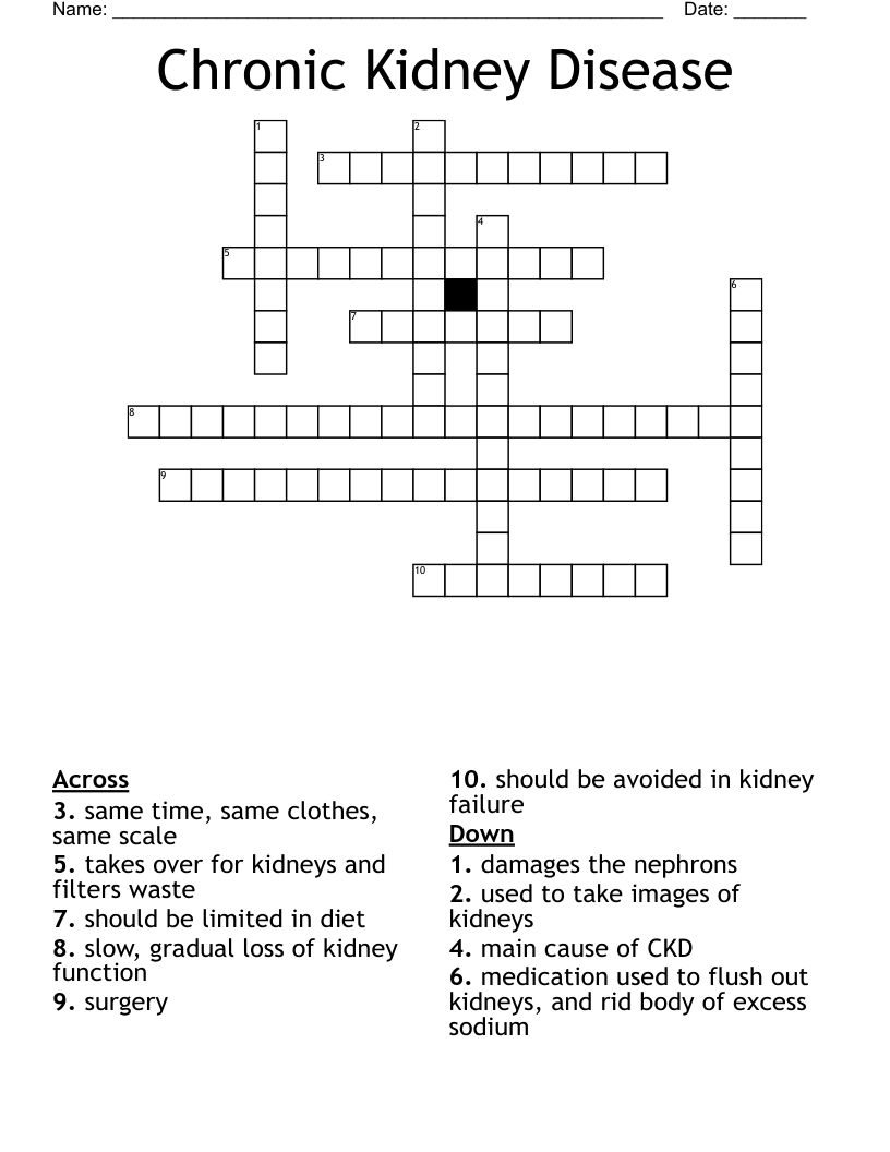 Chronic Kidney Disease Crossword