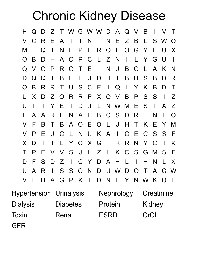 Chronic Kidney Disease Word Search