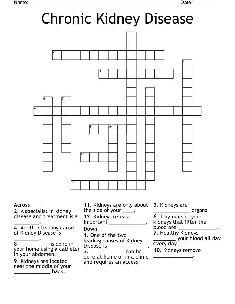 Chronic Kidney Disease Crossword