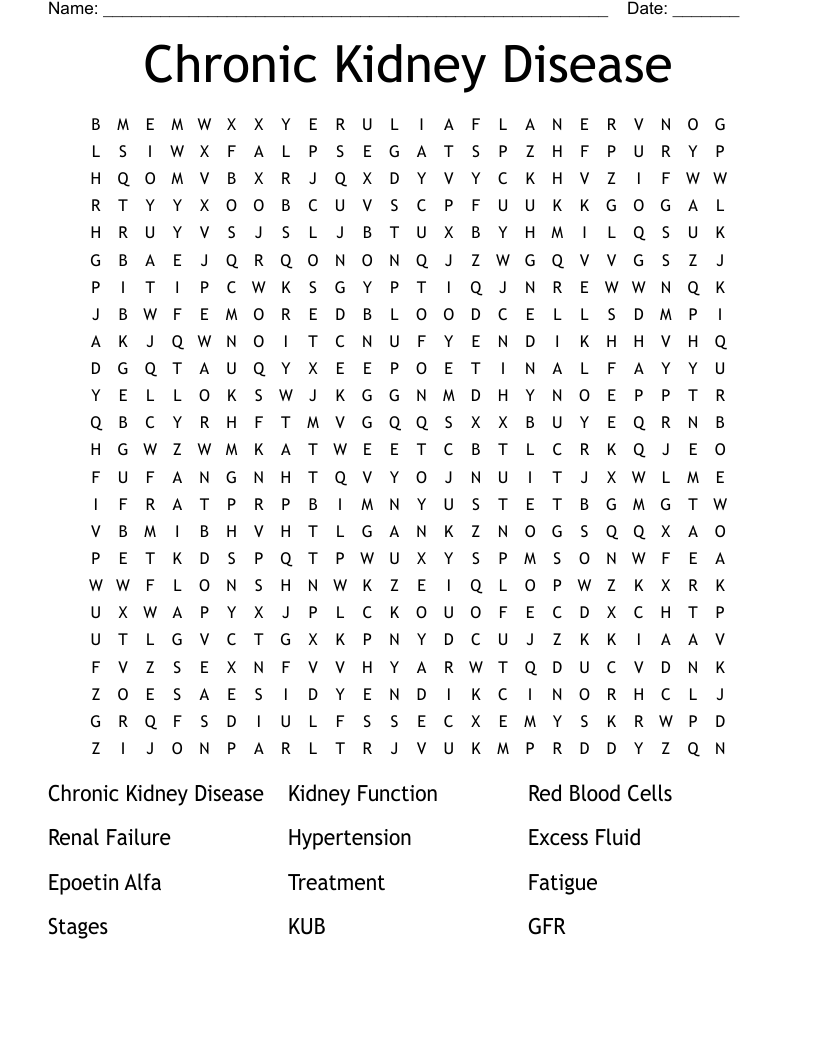 Chronic Kidney Disease Word Search