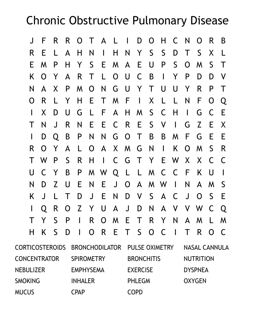 Chronic Obstructive Pulmonary Disease Word Search