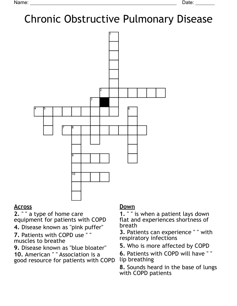 Chronic Obstructive Pulmonary Disease Crossword