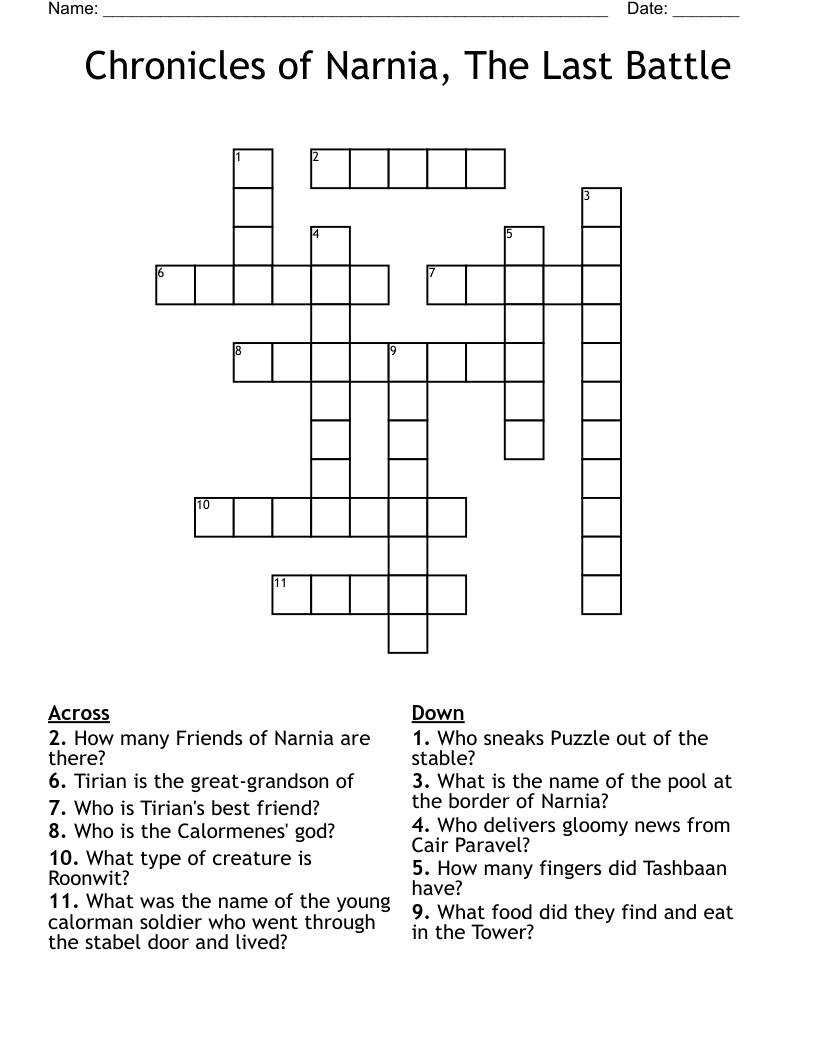 Chronicles of Narnia, The Last Battle Crossword
