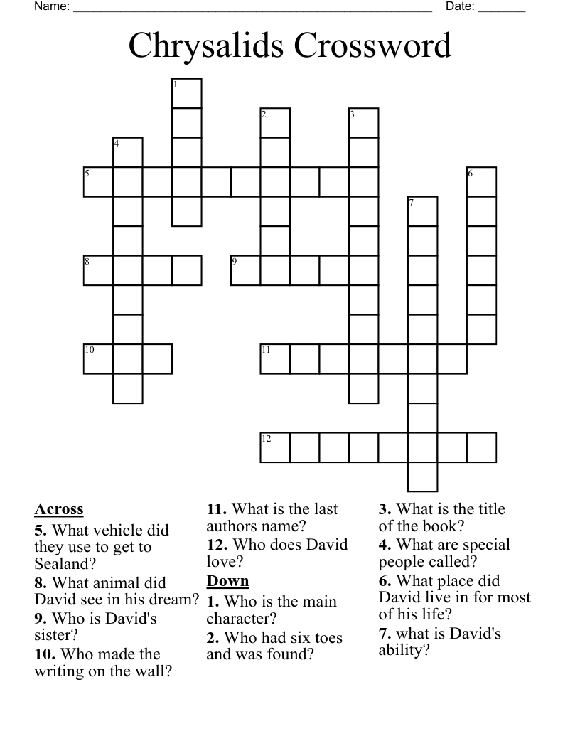 Chrysalids Crossword