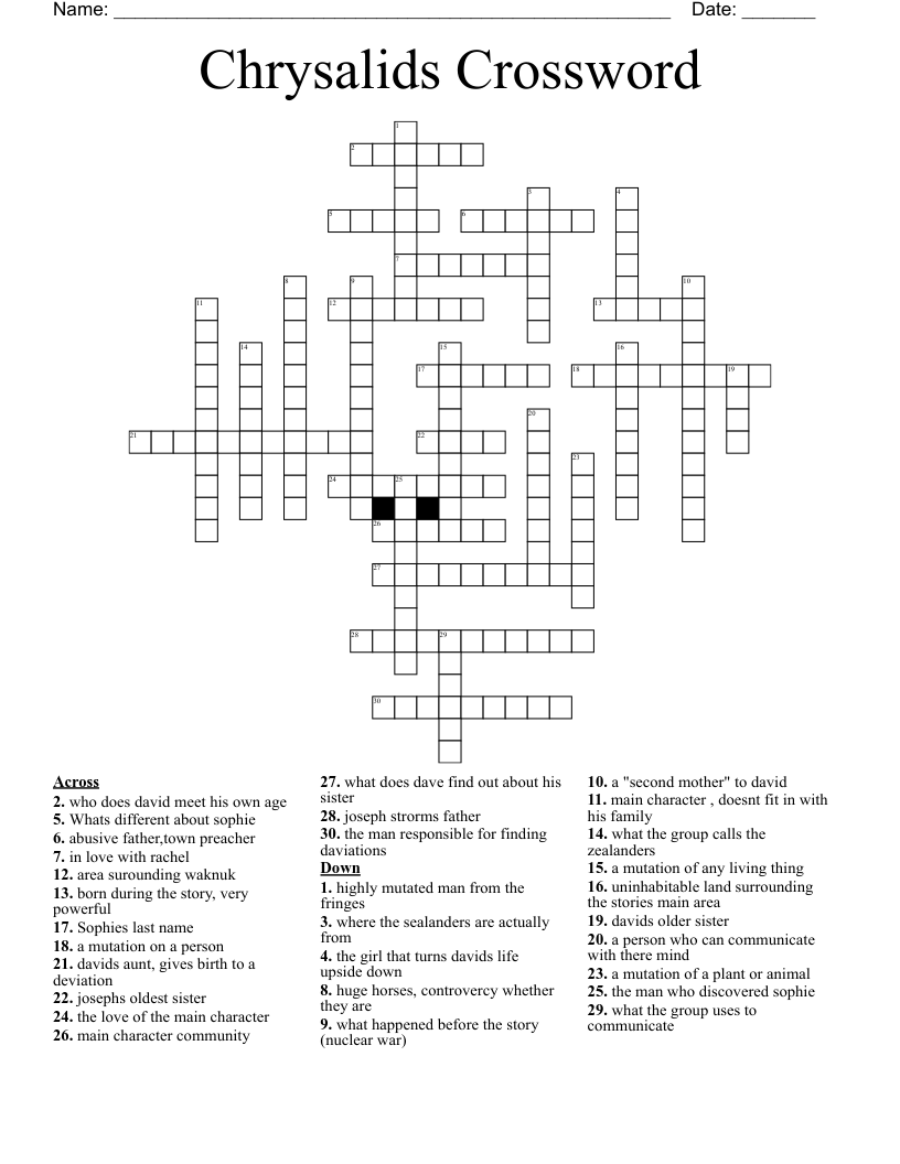 Chrysalids Crossword