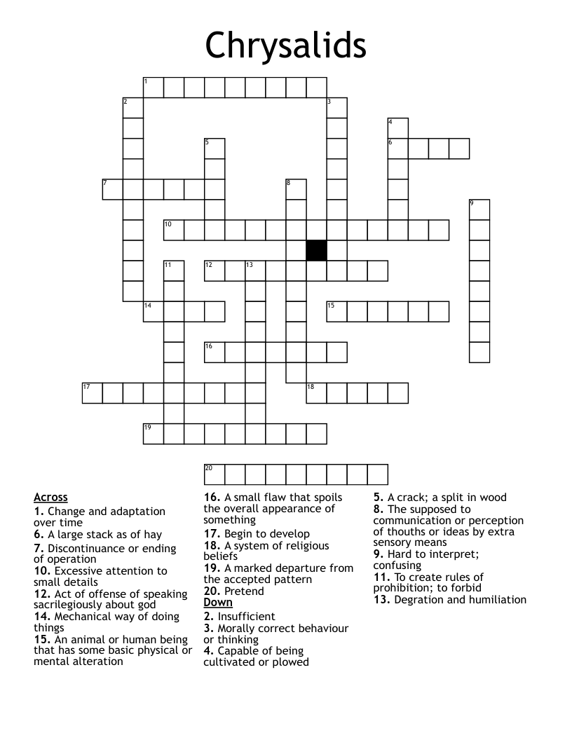 Chrysalids  Crossword