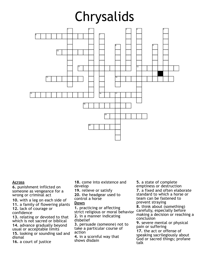 Chrysalids  Crossword