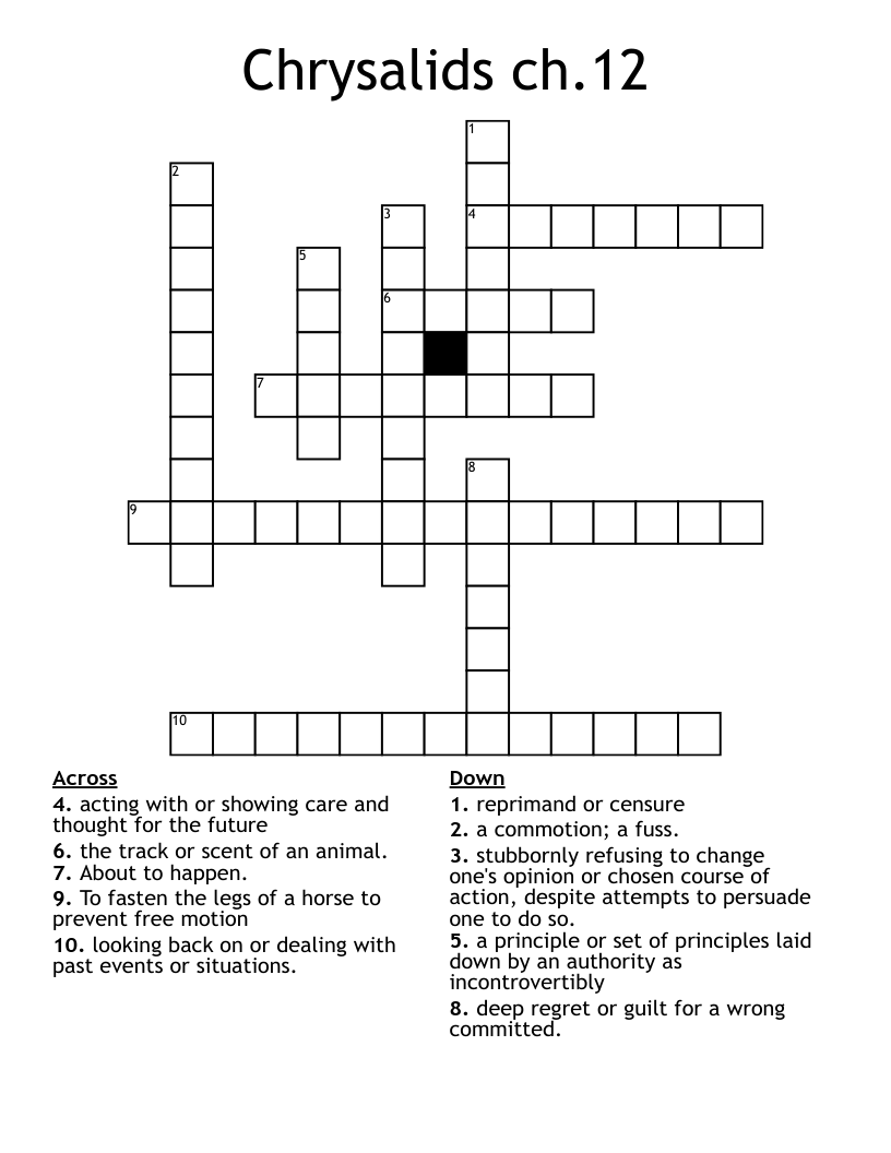 Chrysalids ch.12 Crossword