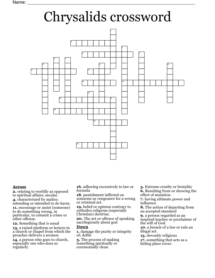Chrysalids crossword