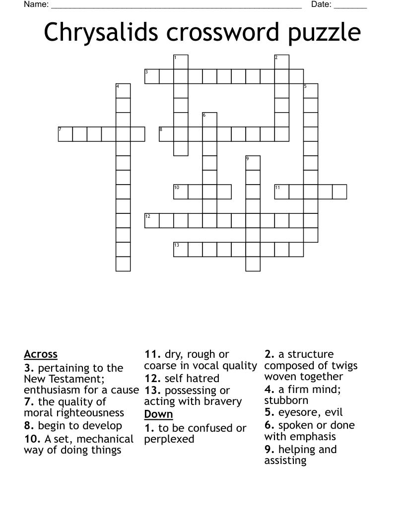 Chrysalids crossword puzzle